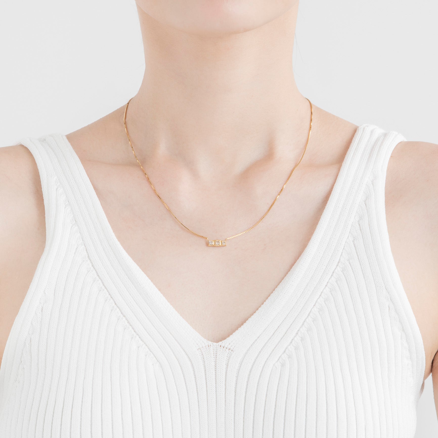 3stone necklace(3ｽﾄｰﾝﾈｯｸﾚｽ)［mede to order］